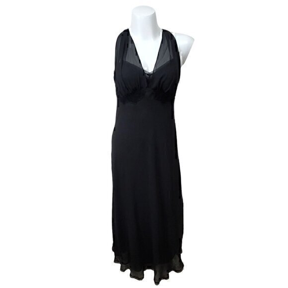 Old Hollywood Glam Style Pinup Cabernet Black Gown Chiffon M - Picture 8 of 8